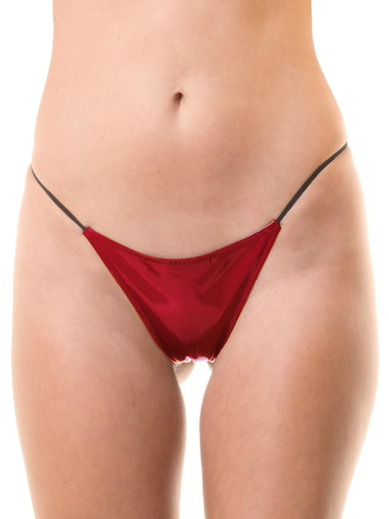 Skin Two UK PVC G String in Burgundy - One Size Knickers