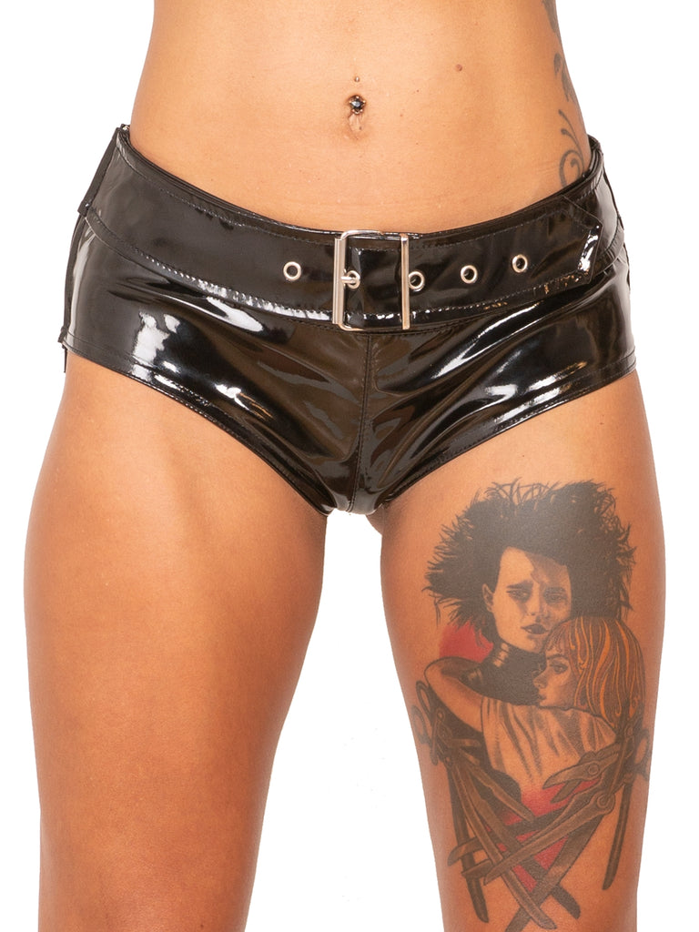 Skin Two UK PVC Hipster Buckle Hotpants Shorts