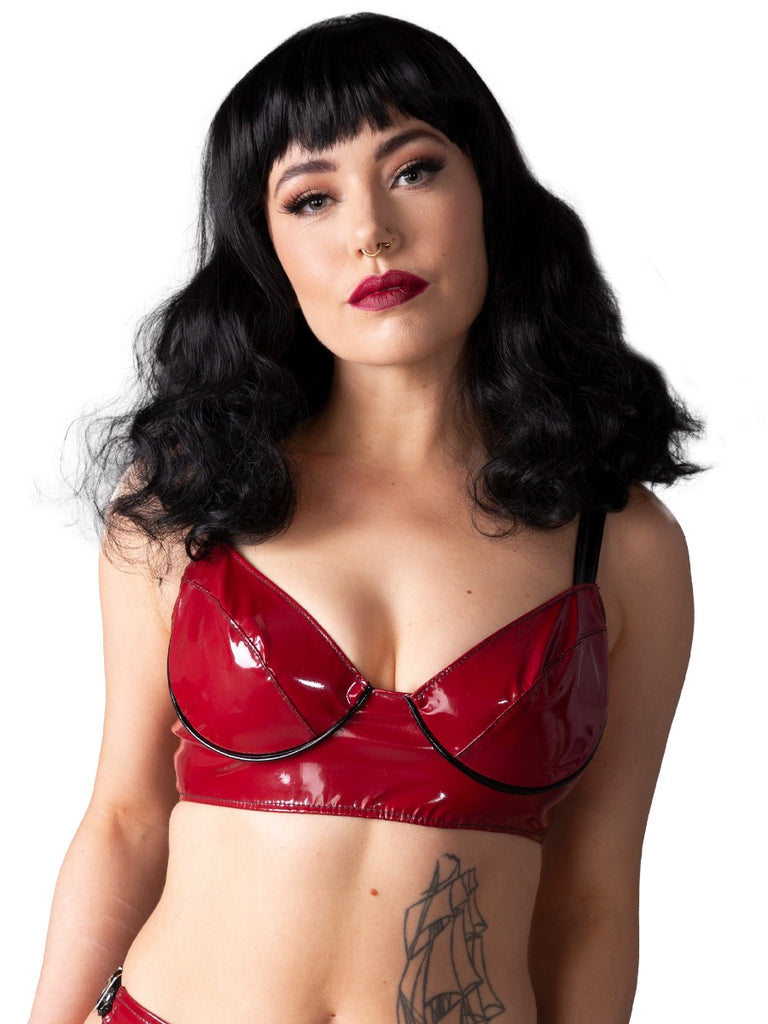 Skin Two UK Sweet Plum PVC Bra Black Bra