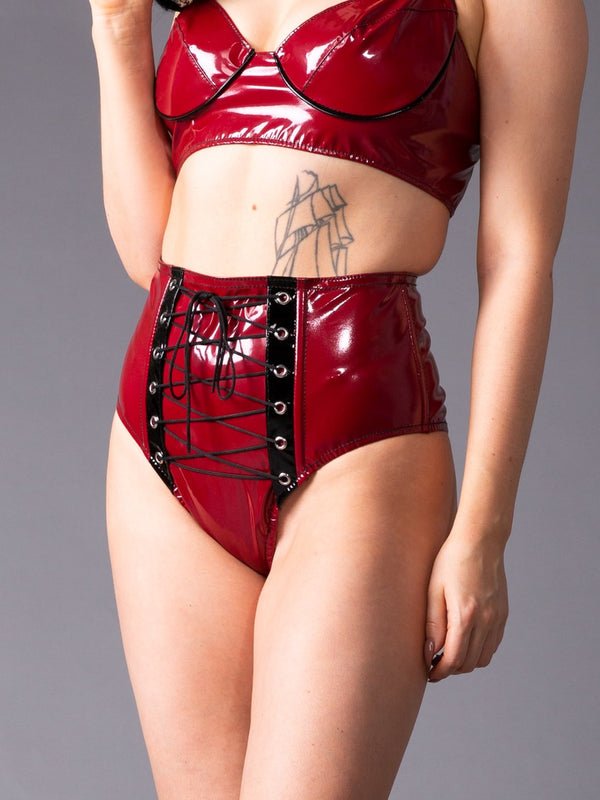 Skin Two UK Rhubarb Sensation Lace-Up PVC Knickers Knickers