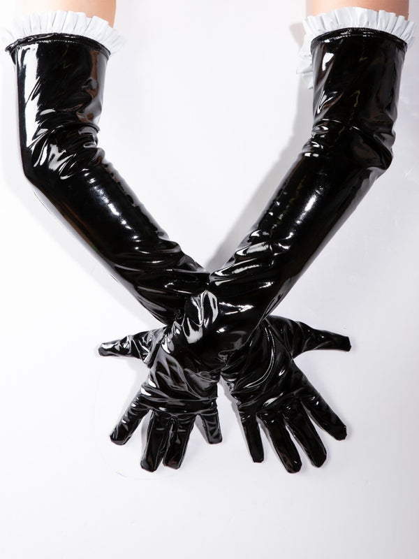 Skin Two UK Frilly Maid PVC Gloves Gloves