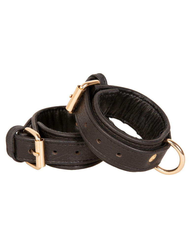 Skin Two UK Black Leather Cuffs With D Ring  Cuffs
