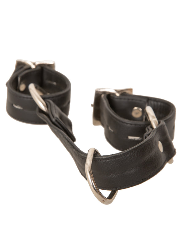 Skin Two UK Black Lockable Leather Bondage Wrist Cuffs Cuffs