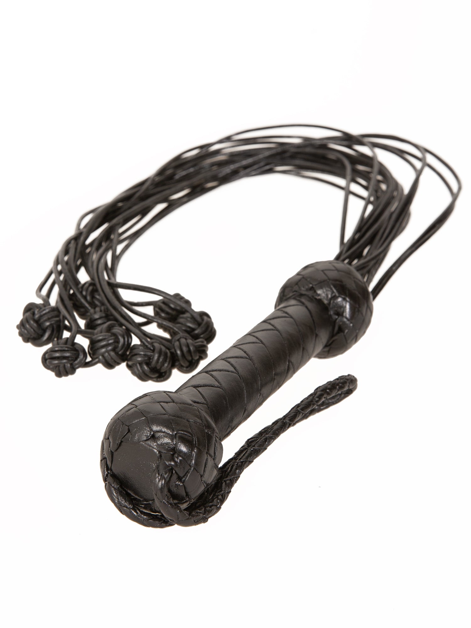 Flogger Cuir Véritable – Tressé Cat-O-Nine Tails – Rouge Et Noir – Neuf, Fabrication Pakistan