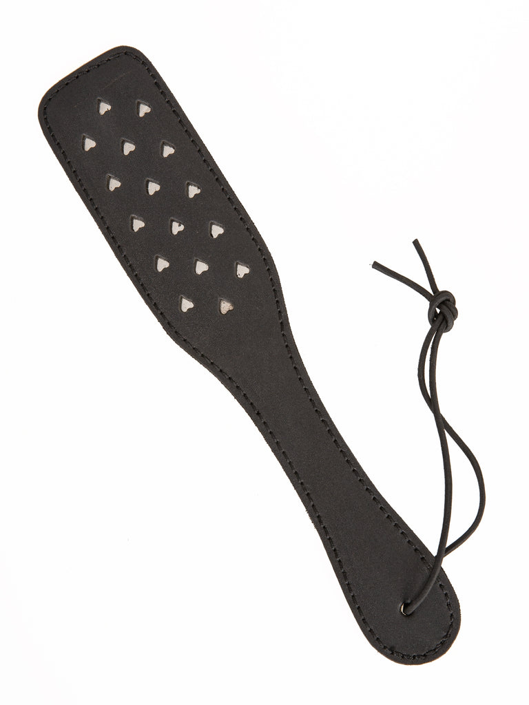 Skin Two UK Black Leather Loveheart Paddle Spanker