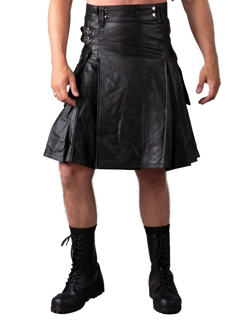 Skin Two UK Long Leather Kilt with Pockets Kilt