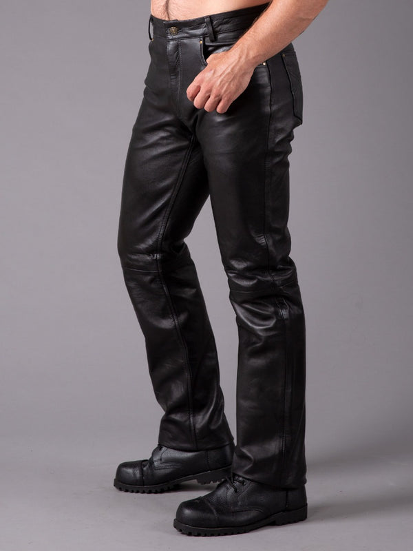 Skin Two UK Regular Fit Leather Jeans Trousers