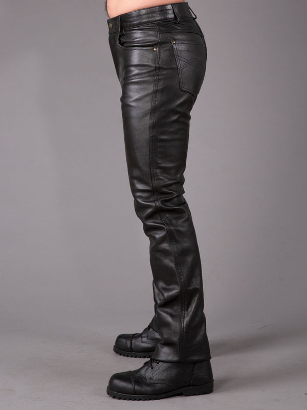 Skin Two UK Regular Fit Leather Jeans with Front & Rear Zips Trousers
