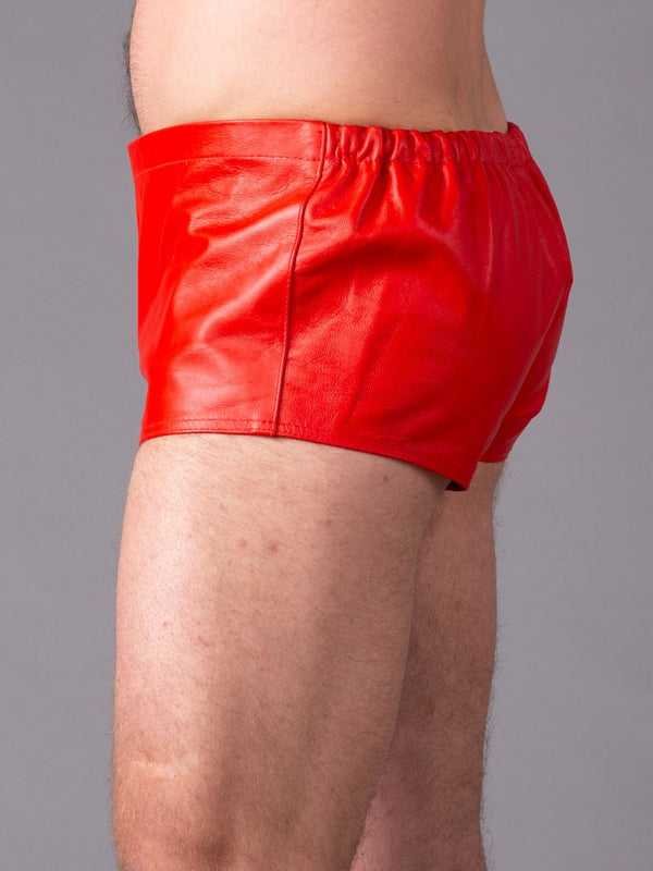Skin Two UK Front Zip Leather Boxers in Red Underwear