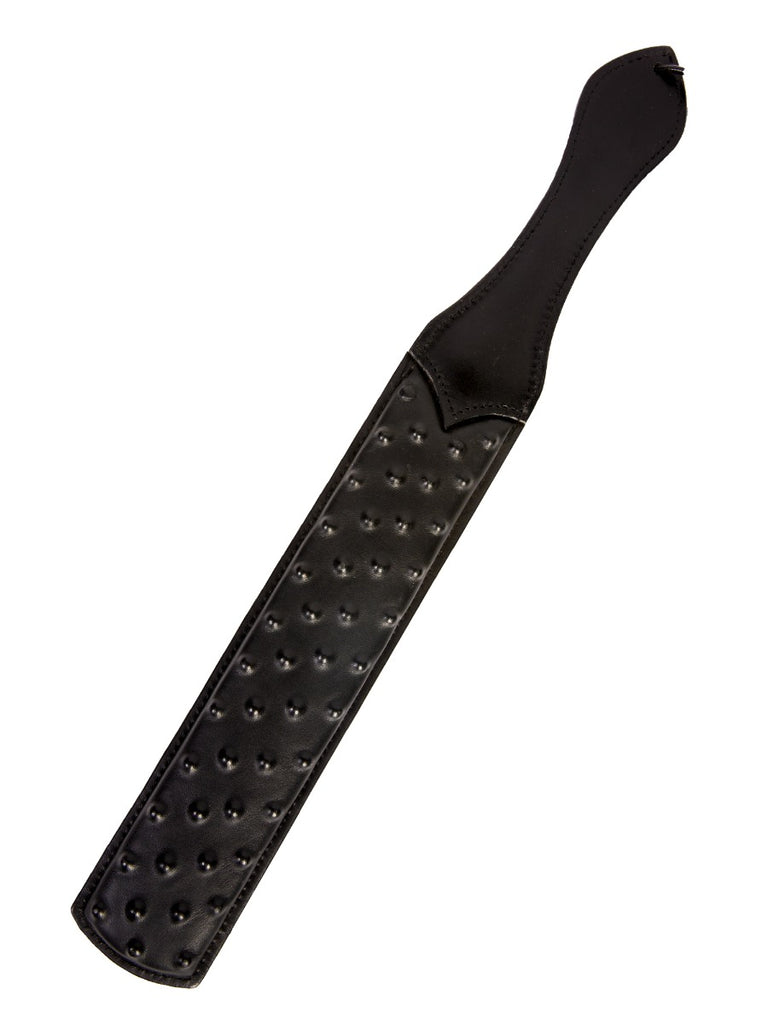 Skin Two UK Black Long Leather Paddle with Studs Crop