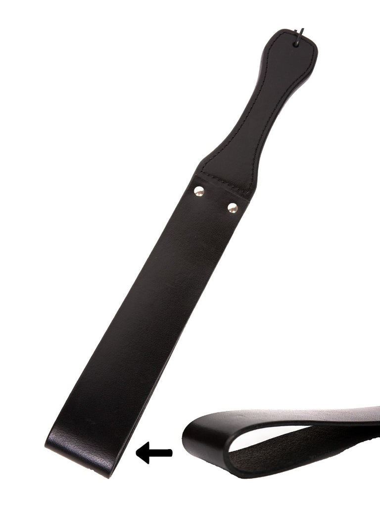 Skin Two UK Black Folded Leather Paddle Crop