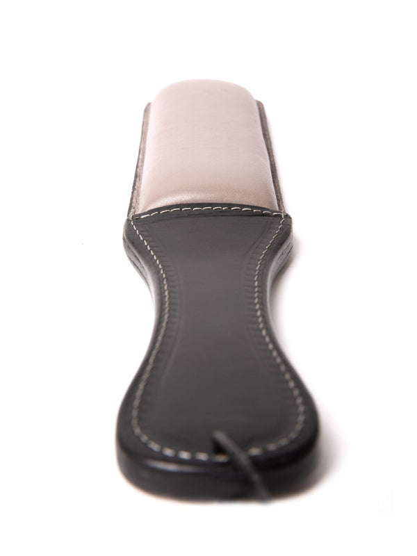 Skin Two UK Black & Grey Padded Leather Paddle Crop