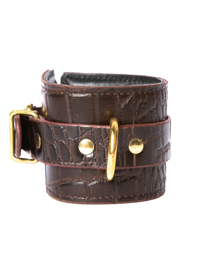 Skin Two UK Brown Embossed Leather Ankle Cuffs Cuffs
