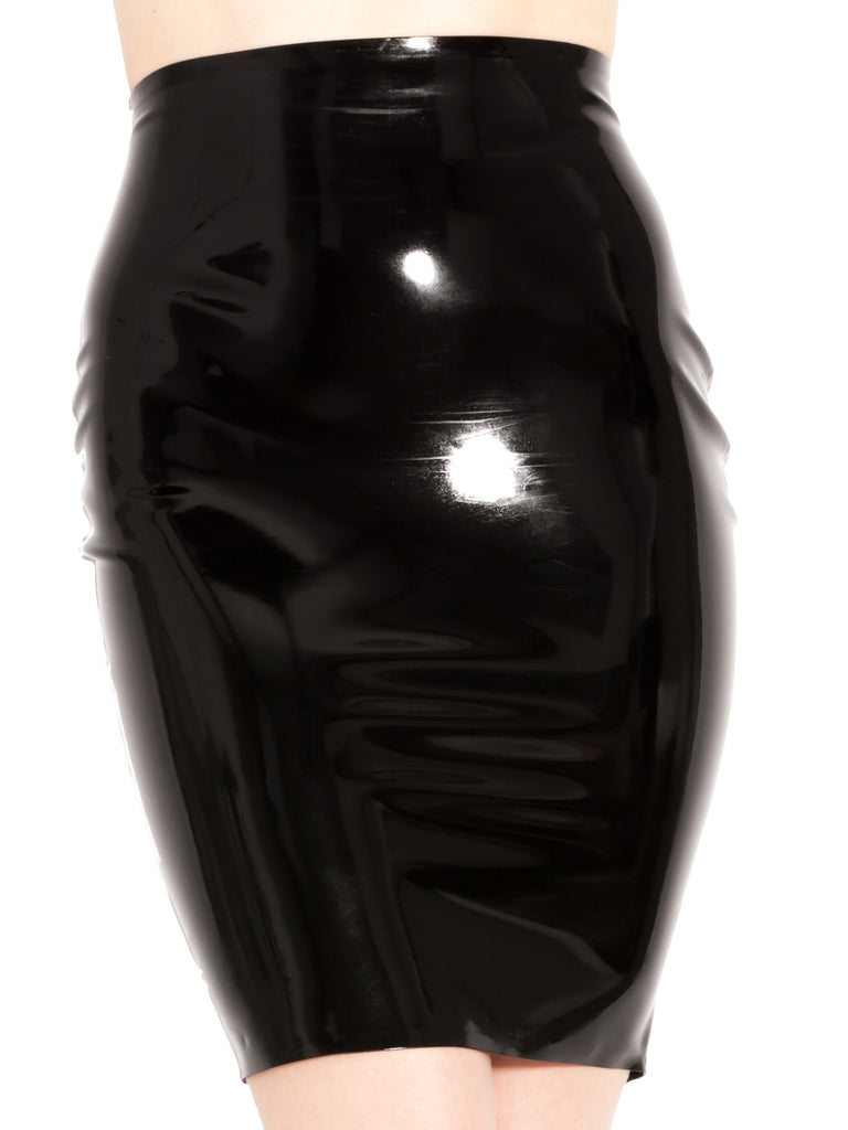 Skin Two UK Plus Size Latex Pencil Skirt in Black Skirt