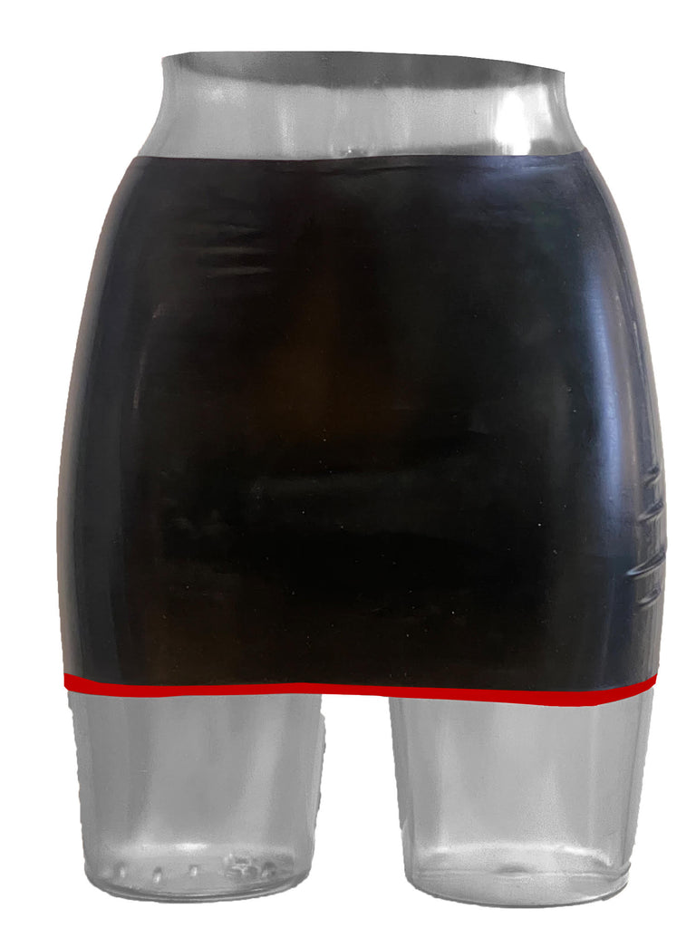 Skin Two UK Latex Mini Skirt Black With Red Trim - Size Medium Clearance