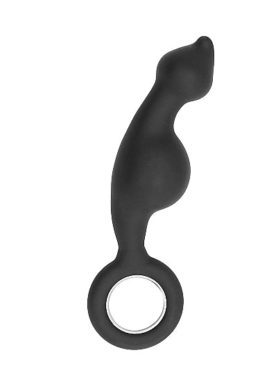 Skin Two UK No. 62 - Dildo With Metal Ring - Black Anal Toy
