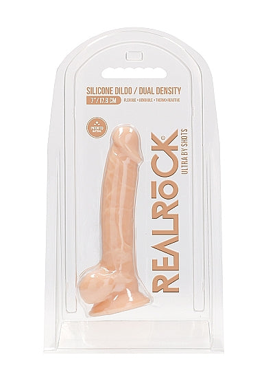 Skin Two UK Silicone Dildo With Balls - 17,8 cm - Flesh Dildo