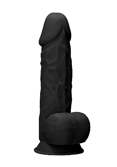 Skin Two UK Silicone Dildo With Balls - 21,6 cm - Black Dildo