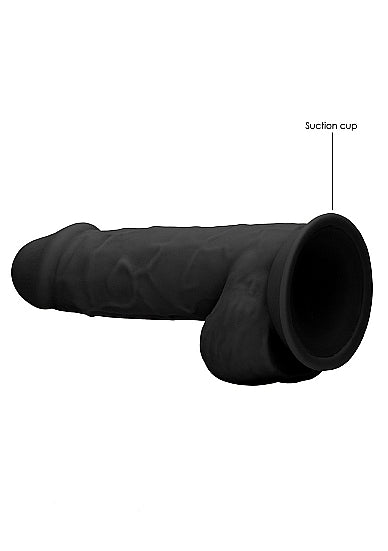 Skin Two UK Silicone Dildo With Balls - 21,6 cm - Black Dildo
