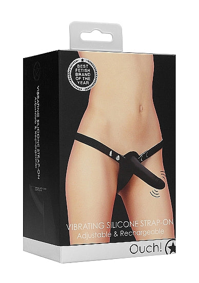 Skin Two UK Vibrating Silicone Strap-On - Black - One Size Strap Ons