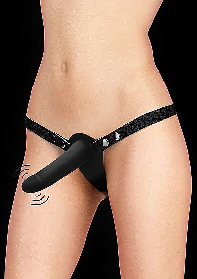 Skin Two UK Double Vibrating Silicone Strap-On - Black - One Size Strap Ons