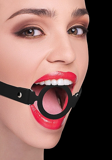 Skin Two UK Silicone Ring Gag - With Leather Straps - Black Gag