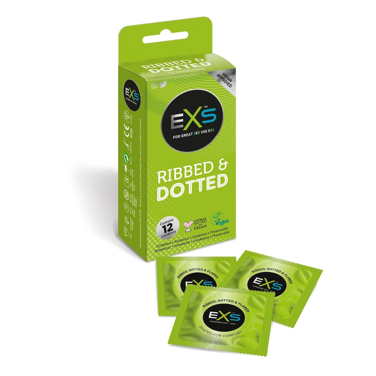 EXS Ribbed, Dotted & Flared Condoms 12 pack – Skin Two UK