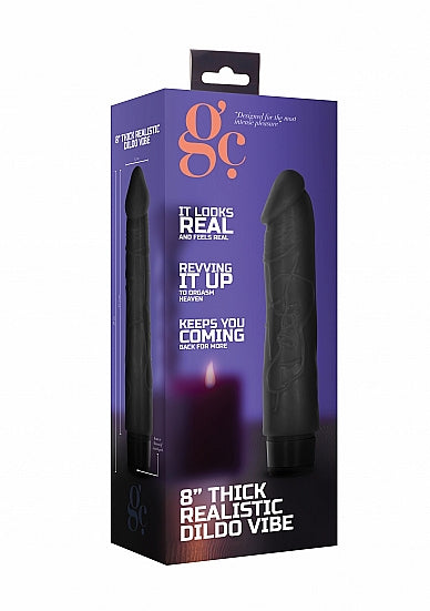Skin Two UK 8 Inch Thick Realistic Dildo Vibe - Black Vibrator